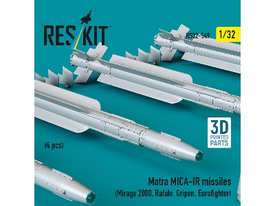 Matra Mica-ir Missiles (4pcs) (Mirage 2000, Rafale, Gripen, Eurofighter) (3d Printed) - image 3