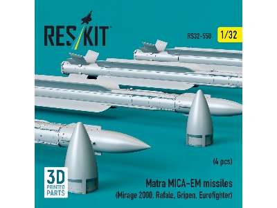 Matra Mica-em Missiles (4pcs) (Mirage 2000, Rafale, Gripen, Eurofighter) (3d Printed) - image 2