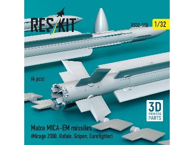 Matra Mica-em Missiles (4pcs) (Mirage 2000, Rafale, Gripen, Eurofighter) (3d Printed) - image 3