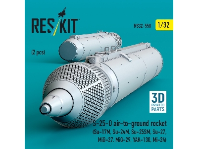 S-25-o Air-to-ground Rocket (2pcs) (Su-17m, Su-24m, Su-25sm, Su-27, Mig-27, Mig-29, Yak-130, Mi-24) (3d Printed) - image 1