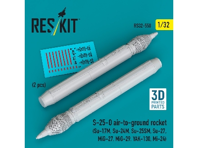S-25-o Air-to-ground Rocket (2pcs) (Su-17m, Su-24m, Su-25sm, Su-27, Mig-27, Mig-29, Yak-130, Mi-24) (3d Printed) - image 2