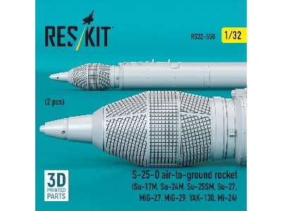 S-25-o Air-to-ground Rocket (2pcs) (Su-17m, Su-24m, Su-25sm, Su-27, Mig-27, Mig-29, Yak-130, Mi-24) (3d Printed) - image 3