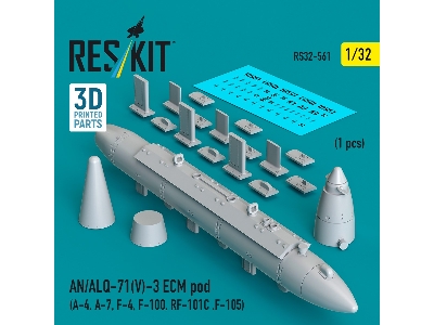 An/Alq-71(V)-3 Ecm Pod (A-4, A-7, F-4, F-100, Rf-101c, F-105) (1pc) (3d Printed) - image 1