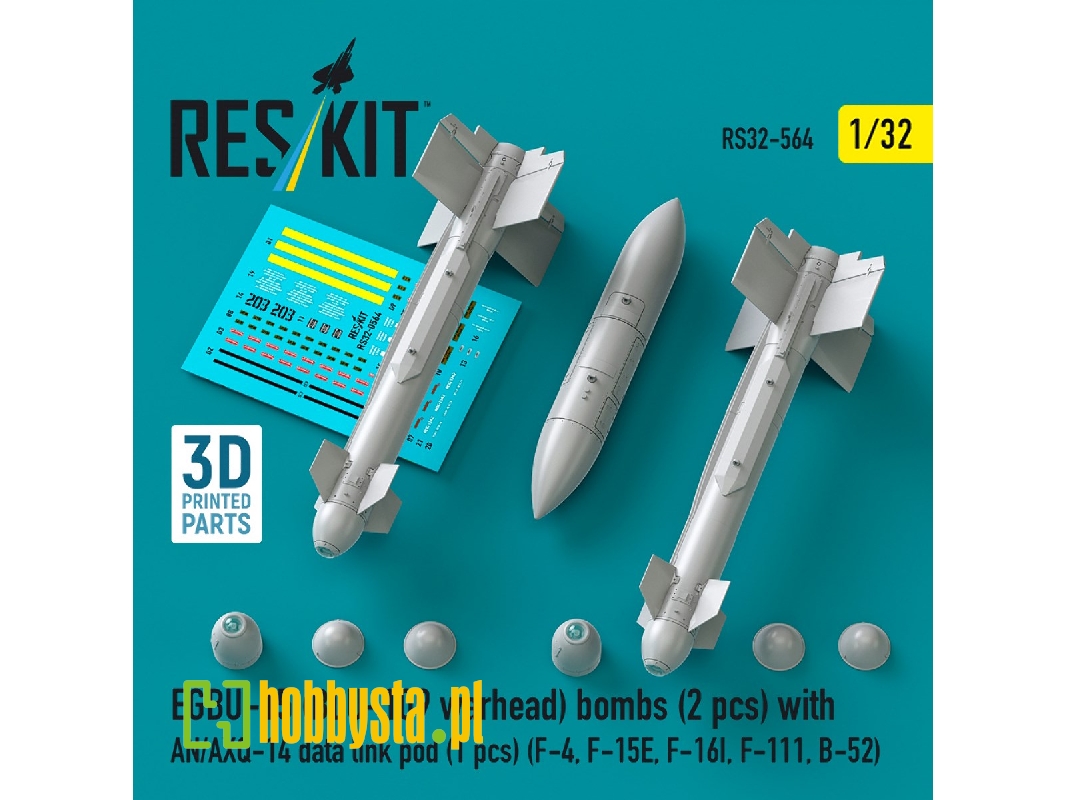 Egbu-15 (Blu-109 Warhead) Bombs (2pcs) With An/Axq-14 Data Link Pod (1pc) (F-4, F-15e, F-16i, F-111, B-52) (3d Printed) - image Egbu-15 (Blu-109 Warhead) Bombs (2pcs) With An/Axq-14 Data Link Pod (1pc) (F-4, F-15e, F-16i, F-111, B-52) (3d Printed) - image