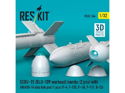 Egbu-15 (Blu-109 Warhead) Bombs (2pcs) With An/Axq-14 Data Link Pod (1pc) (F-4, F-15e, F-16i, F-111, B-52) (3d Printed) - image 