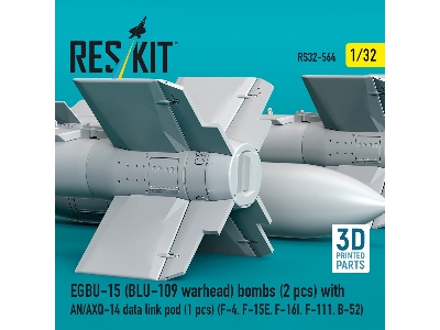 Egbu-15 (Blu-109 Warhead) Bombs (2pcs) With An/Axq-14 Data Link Pod (1pc) (F-4, F-15e, F-16i, F-111, B-52) (3d Printed) - image 