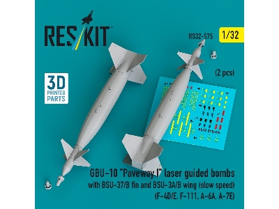 Gbu-10 'paveway I' Laser Guided Bombs With Bsu-37/B Fin And Bsu-3a/B Wing (Slow Speed) (2pcs) (F-4d/E, F-111, A-6a, A-7e) (3d Pr