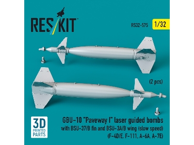 Gbu-10 'paveway I' Laser Guided Bombs With Bsu-37/B Fin And Bsu-3a/B Wing (Slow Speed) (2pcs) (F-4d/E, F-111, A-6a, A-7e) (3d Pr