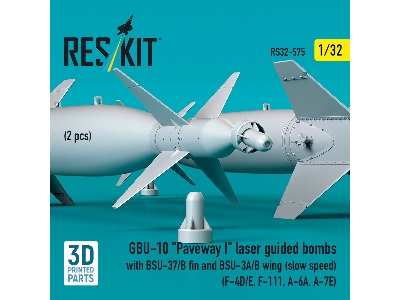 Gbu-10 'paveway I' Laser Guided Bombs With Bsu-37/B Fin And Bsu-3a/B Wing (Slow Speed) (2pcs) (F-4d/E, F-111, A-6a, A-7e) (3d Pr