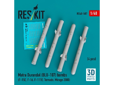Matra Durandal (Blu-107) Bombs (4pcs) (F-15e, F-16, F-111e, Tornado, Mirage 2000) (3d Printed) - image 1