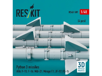 Python 3 Missiles (4pcs) (Kfir, F-15, F-16, Mig-21, Mirage F.1, Jf-17, Fc-1) (3d Printed) - image 2