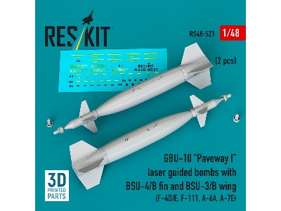 Gbu-10 'paveway I' Laser Guided Bombs With Bsu-4/B Fin And Bsu-3/B Wing (2pcs) (F-4d/E, F-111, A-6a, A-7e) (3d Printed) - image 