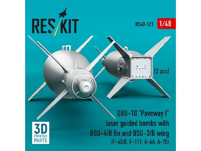 Gbu-10 'paveway I' Laser Guided Bombs With Bsu-4/B Fin And Bsu-3/B Wing (2pcs) (F-4d/E, F-111, A-6a, A-7e) (3d Printed) - image 
