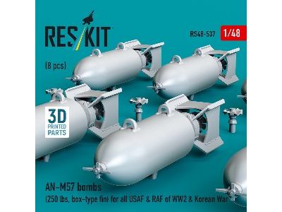 An-m57 Bombs (250 Lbs, Box-type Fin) For All Usaf & Raf Of Ww2 & Korean War (8pcs) (3d Printed) - image 2