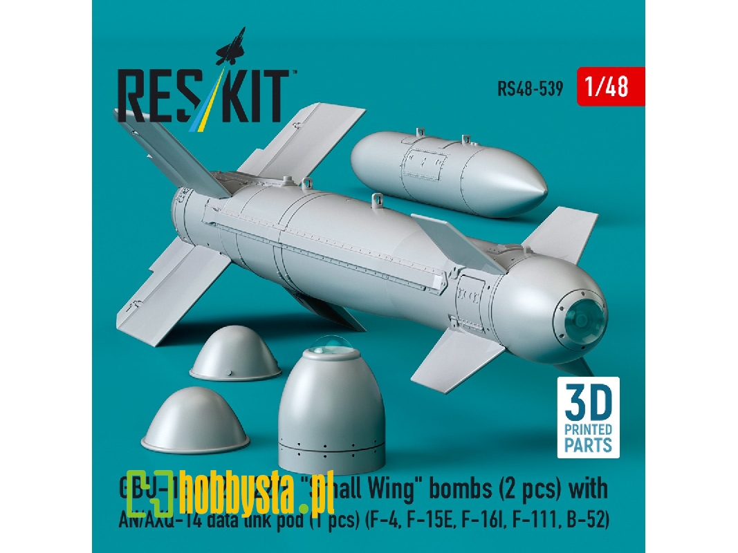 Gbu-15(V)21, 22/B 'small Wing' Bombs (2pcs) With An/Axq-14 Data Link Pod (1pc) (F-4, F-15e, F-16i, F-111, B-52) (3d Printed) - i