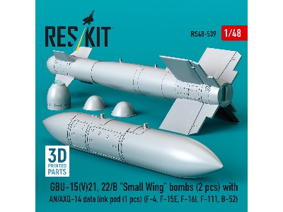 Gbu-15(V)21, 22/B 'small Wing' Bombs (2pcs) With An/Axq-14 Data Link Pod (1pc) (F-4, F-15e, F-16i, F-111, B-52) (3d Printed) - i