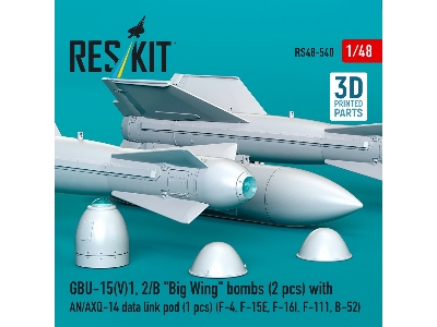 Gbu-15(V)1, 2/B 'big Wing' Bombs (2pcs) With An/Axq-14 Data Link Pod (1pc) (F-4, F-15e, F-16i, F-111, B-52) (3d Printed) - image