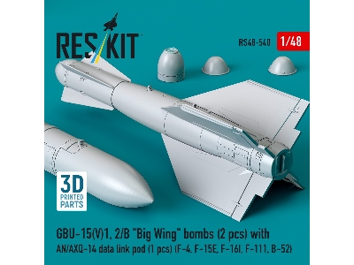 Gbu-15(V)1, 2/B 'big Wing' Bombs (2pcs) With An/Axq-14 Data Link Pod (1pc) (F-4, F-15e, F-16i, F-111, B-52) (3d Printed) - image