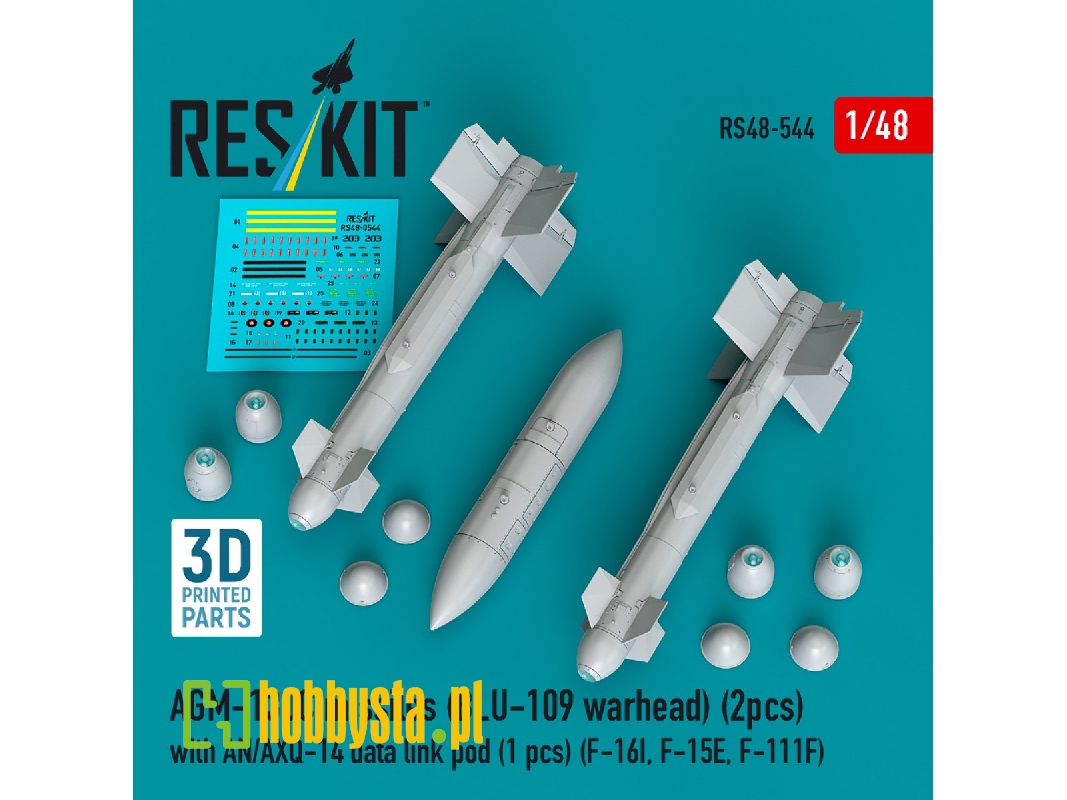 Agm-130c Missiles (Blu-109 Earhead) (2pcs) With An/Axq-14 Data Link Pod (1pc) (F-16i, F-15e, F-111f) (3d Printed) - image 1 Agm-130c Missiles (Blu-109 Earhead) (2pcs) With An/Axq-14 Data Link Pod (1pc) (F-16i, F-15e, F-111f) (3d Printed) - image 1