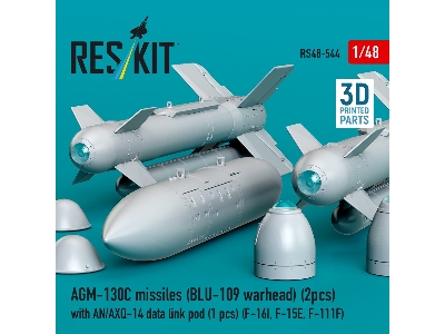 Agm-130c Missiles (Blu-109 Earhead) (2pcs) With An/Axq-14 Data Link Pod (1pc) (F-16i, F-15e, F-111f) (3d Printed) - image 2