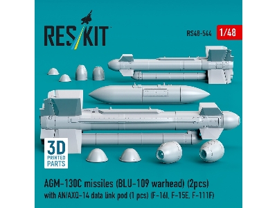 Agm-130c Missiles (Blu-109 Earhead) (2pcs) With An/Axq-14 Data Link Pod (1pc) (F-16i, F-15e, F-111f) (3d Printed) - image 3