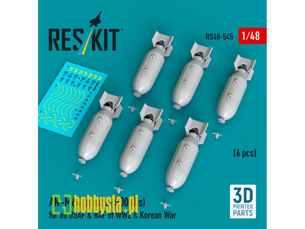 An-m64 Bombs (500 Lbs) For All Usaf & Raf Of Ww2 & Korean War (6pcs) (3d Printed) - image 1