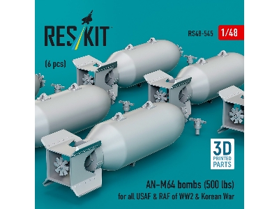 An-m64 Bombs (500 Lbs) For All Usaf & Raf Of Ww2 & Korean War (6pcs) (3d Printed) - image 3