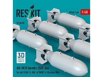 An-m58 Bombs (500 Lbs) For All Usaf & Raf Of Ww2 & Korean War (6pcs) (3d Printed) - image 2