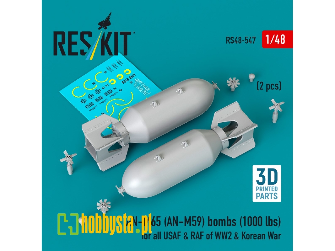 An-m65 (An-m59) Bombs (1000 Lbs) For All Usaf & Raf Of Ww2 & Korean War (2pcs) (3d Printed) - image 1 An-m65 (An-m59) Bombs (1000 Lbs) For All Usaf & Raf Of Ww2 & Korean War (2pcs) (3d Printed) - image 1