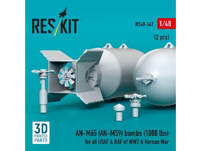 An-m65 (An-m59) Bombs (1000 Lbs) For All Usaf & Raf Of Ww2 & Korean War (2pcs) (3d Printed) - image 2