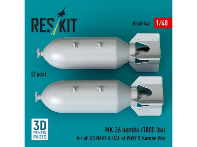 Mk.36 Bombs (1000 Lbs) For All Us Navy & Raf Of Ww2 & Korean War (2pcs) (3d Printed) - image 2