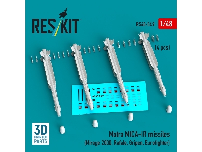 Matra Mica-ir Missiles (4pcs) (Mirage 2000, Rafale, Gripen, Eurofighter) (3d Printed) - image 1