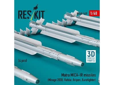 Matra Mica-ir Missiles (4pcs) (Mirage 2000, Rafale, Gripen, Eurofighter) (3d Printed) - image 2