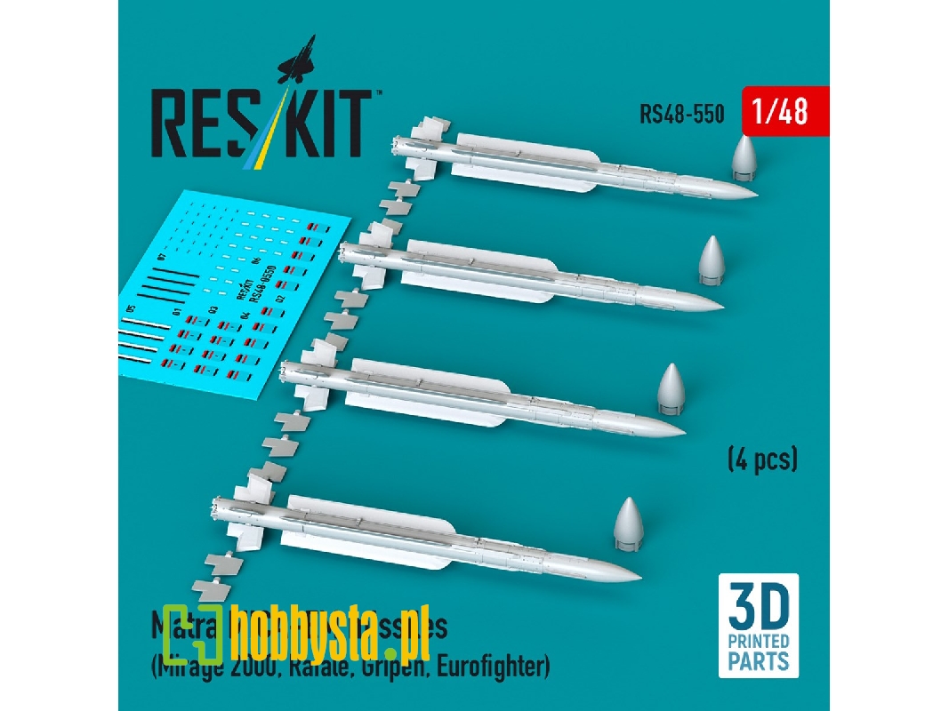 Matra Mica-em Missiles (4pcs) (Mirage 2000, Rafale, Gripen, Eurofighter) (3d Printed) - image 1 Matra Mica-em Missiles (4pcs) (Mirage 2000, Rafale, Gripen, Eurofighter) (3d Printed) - image 1