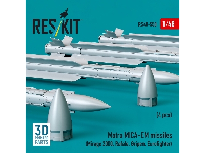 Matra Mica-em Missiles (4pcs) (Mirage 2000, Rafale, Gripen, Eurofighter) (3d Printed) - image 2
