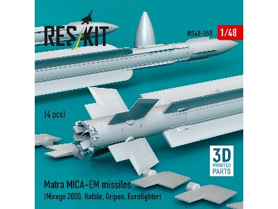 Matra Mica-em Missiles (4pcs) (Mirage 2000, Rafale, Gripen, Eurofighter) (3d Printed) - image 3
