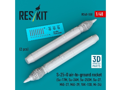 S-25-o Air-to-ground Rocket (2pcs) (Su-17m, Su-24m, Su-25sm, Su-27, Mig-27, Mig-29, Yak-130, Mi-24) (3d Printed) - image 1