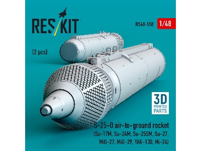 S-25-o Air-to-ground Rocket (2pcs) (Su-17m, Su-24m, Su-25sm, Su-27, Mig-27, Mig-29, Yak-130, Mi-24) (3d Printed) - image 2