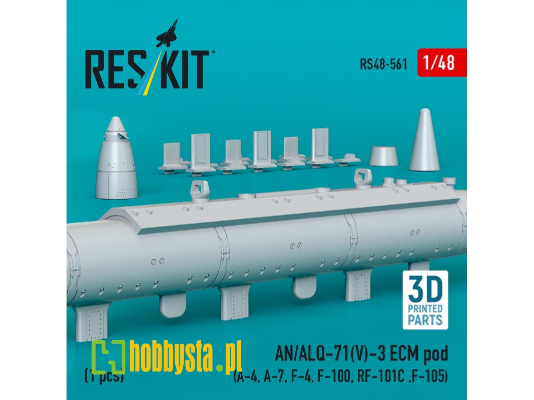 An/Alq-71(V)-3 Ecm Pod (A-4, A-7, F-4, F-100, Rf-101c, F-105) (1pc) (3d Printed) - image 1 An/Alq-71(V)-3 Ecm Pod (A-4, A-7, F-4, F-100, Rf-101c, F-105) (1pc) (3d Printed) - image 1