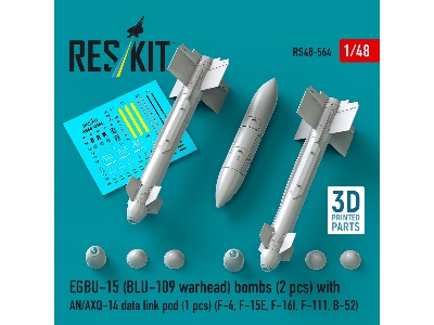 Egbu-15 (Blu-109 Warhead) Bombs (2pcs) With An/Axq-14 Data Link Pod (1pc) (F-4, F-15e, F-16i, F-111, B-52) (3d Printed) - image 