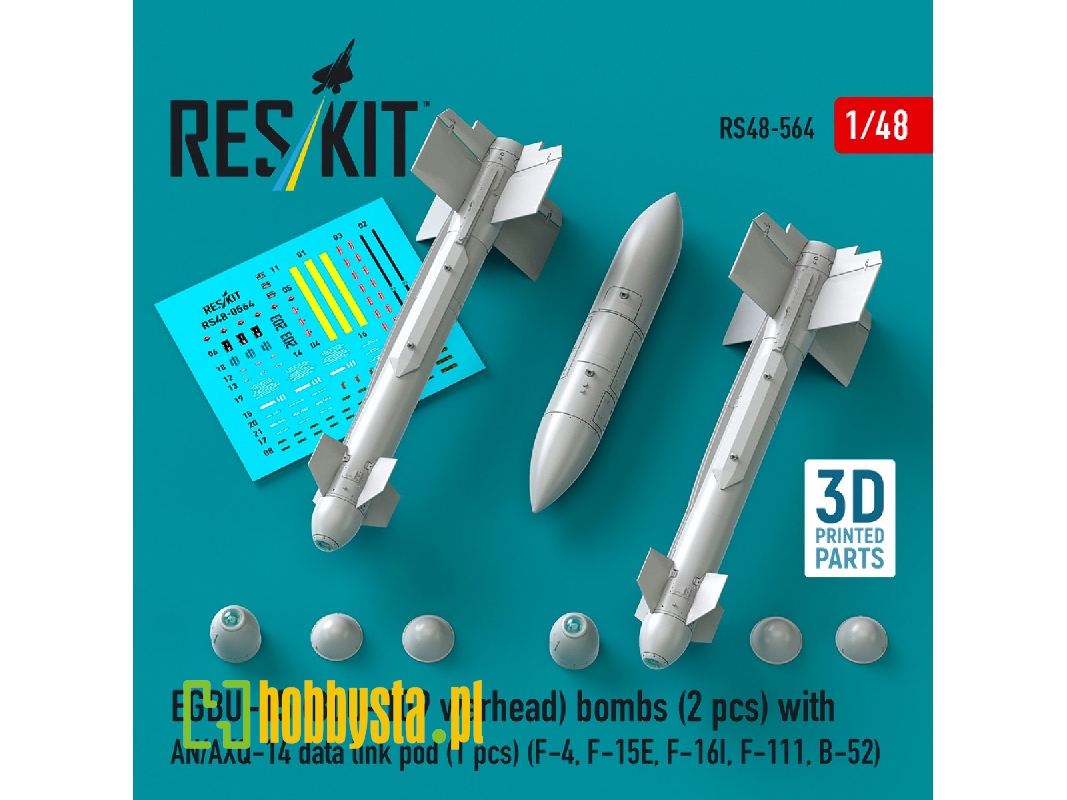 Egbu-15 (Blu-109 Warhead) Bombs (2pcs) With An/Axq-14 Data Link Pod (1pc) (F-4, F-15e, F-16i, F-111, B-52) (3d Printed) - image Egbu-15 (Blu-109 Warhead) Bombs (2pcs) With An/Axq-14 Data Link Pod (1pc) (F-4, F-15e, F-16i, F-111, B-52) (3d Printed) - image