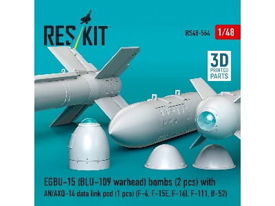 Egbu-15 (Blu-109 Warhead) Bombs (2pcs) With An/Axq-14 Data Link Pod (1pc) (F-4, F-15e, F-16i, F-111, B-52) (3d Printed) - image 