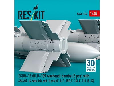 Egbu-15 (Blu-109 Warhead) Bombs (2pcs) With An/Axq-14 Data Link Pod (1pc) (F-4, F-15e, F-16i, F-111, B-52) (3d Printed) - image 