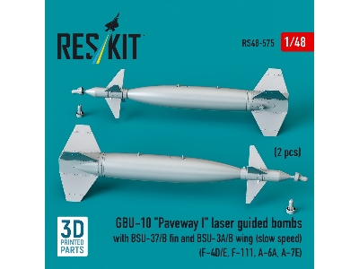 Gbu-10 'paveway I' Laser Guided Bombs With Bsu-37/B Fin And Bsu-3a/B Wing (Slow Speed) (2pcs) (F-4d/E, F-111, A-6a, A-7e) (3d Pr