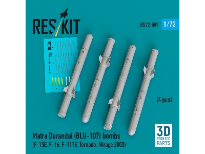 Matra Durandal (Blu-107) Bombs (4pcs) (F-15e, F-16, F-111e, Tornado, Mirage 2000) (3d Printed) - image 1