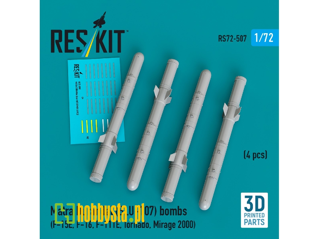 Matra Durandal (Blu-107) Bombs (4pcs) (F-15e, F-16, F-111e, Tornado, Mirage 2000) (3d Printed) - image 1
