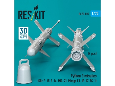 Python 3 Missiles (4pcs) (Kfir, F-15, F-16, Mig-21, Mirage F.1, Jf-17, Fc-1) (3d Printed) - image 3