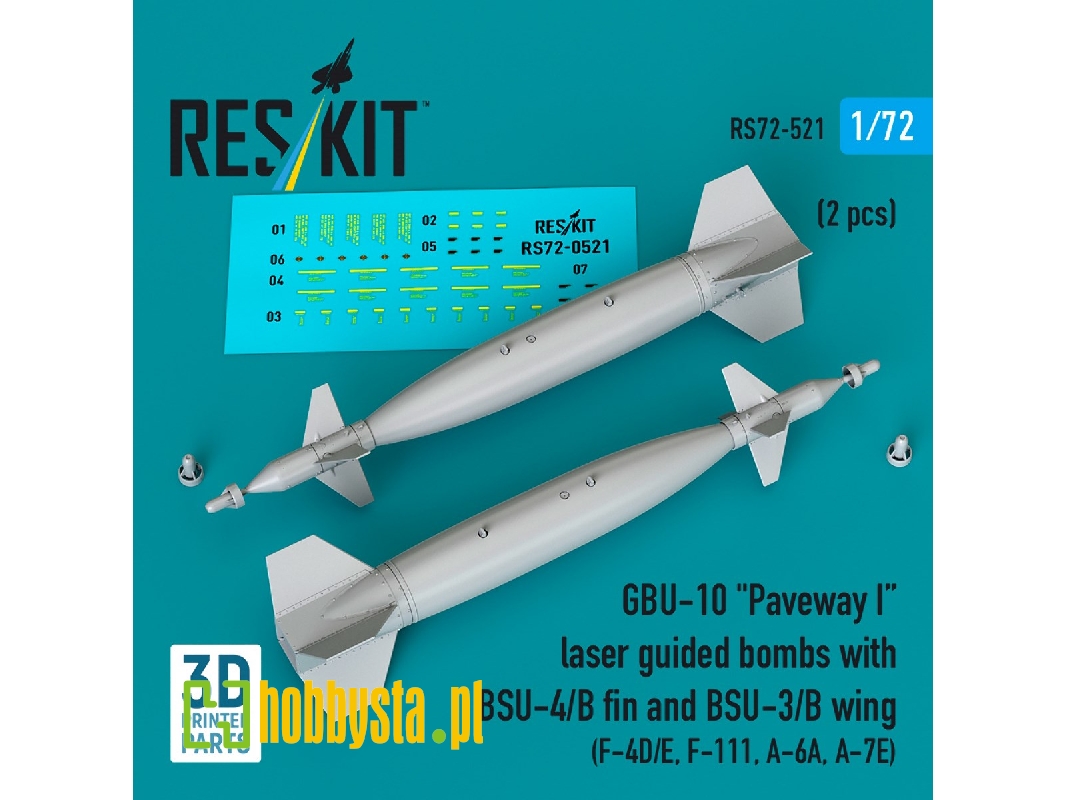 Gbu-10 'paveway I' Laser Guided Bombs With Bsu-4/B Fin And Bsu-3/B Wing (2pcs) (F-4d/E, F-111, A-6a, A-7e) (3d Printed) - image Gbu-10 'paveway I' Laser Guided Bombs With Bsu-4/B Fin And Bsu-3/B Wing (2pcs) (F-4d/E, F-111, A-6a, A-7e) (3d Printed) - image