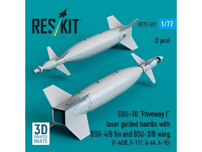 Gbu-10 'paveway I' Laser Guided Bombs With Bsu-4/B Fin And Bsu-3/B Wing (2pcs) (F-4d/E, F-111, A-6a, A-7e) (3d Printed) - image 