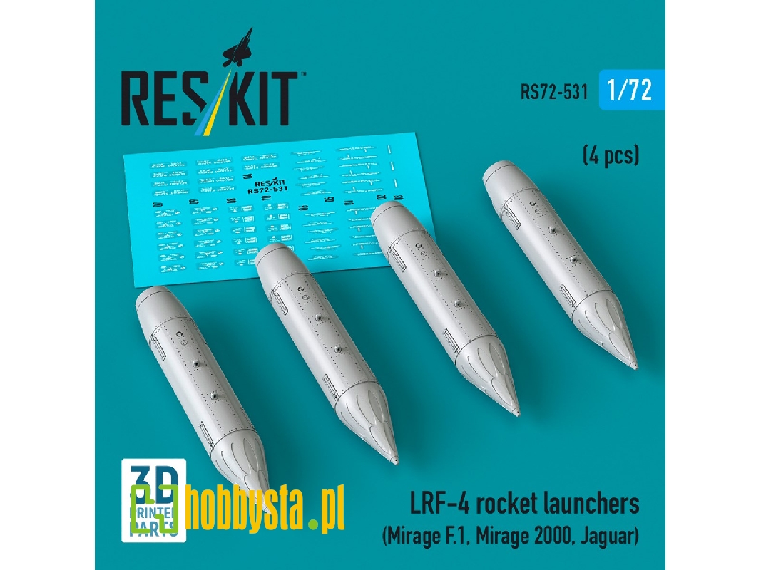 Lrf-4 Rocket Launchers (4pcs) (Mirage F.1, Mirage 2000, Jaguar) (3d Printed) - image 1